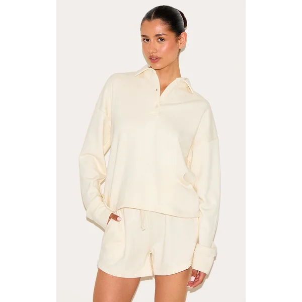 Tall Cream Loopback Mini Sweat Shorts