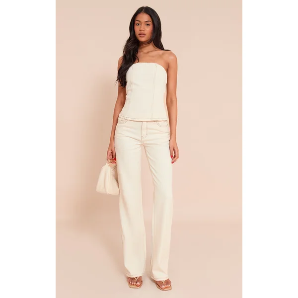 Tall Ecru Mid Rise Straight Leg Jeans