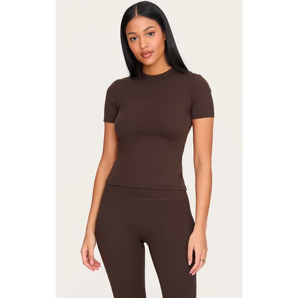 Tall Espresso Longline Sculpt Short Sleeve Gym Top