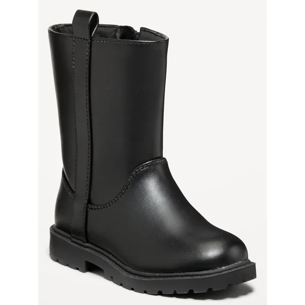 Tall Faux-Leather Side-Zip Boots for Toddler Girls - BlackJack
