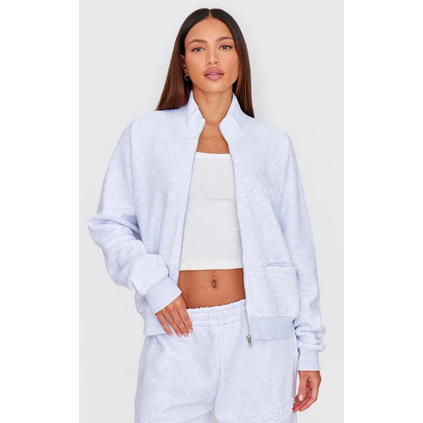 Tall Grey Marl Plt Sport Embossed Zip Up Sweatshirt