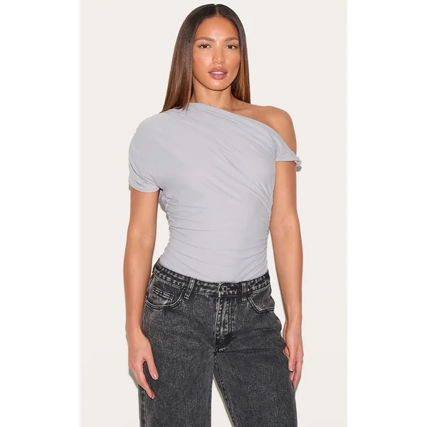 Tall Grey Soft Touch Twist Detail Bodysuit
