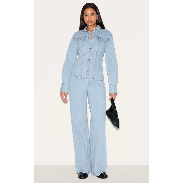 Tall Light Blue Wash High Waist Wide Leg Jeans