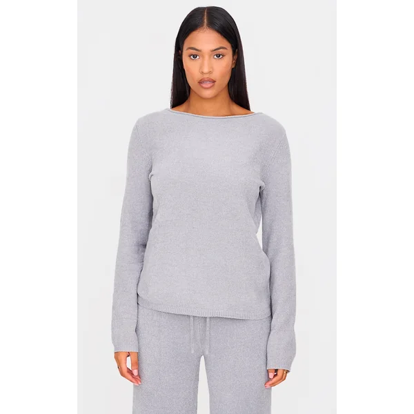 Tall Light Grey Soft Textured Knit Top