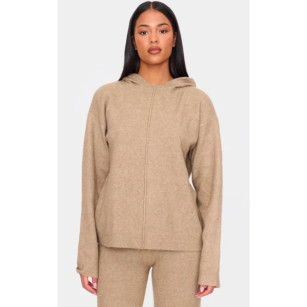 Tall Light Mocha Soft Knit Oversized Hoodie