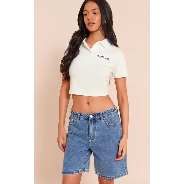 Tall Mid Blue Wash Mid Rise Relaxed Boyfriend Shorts