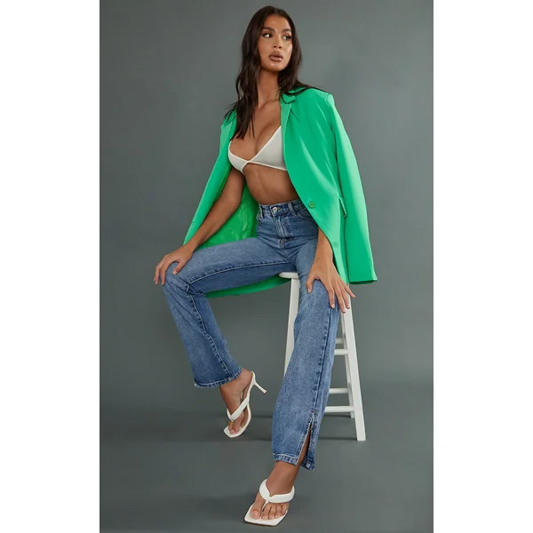 Tall Mid Wash High Waist Split Hem Jeans