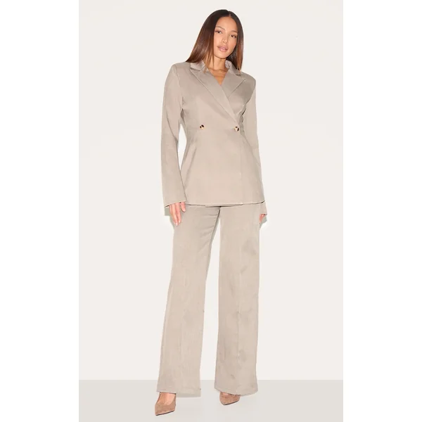 Tall Mocha Premium Tailored Woven Seam Detail Wide Leg Pants