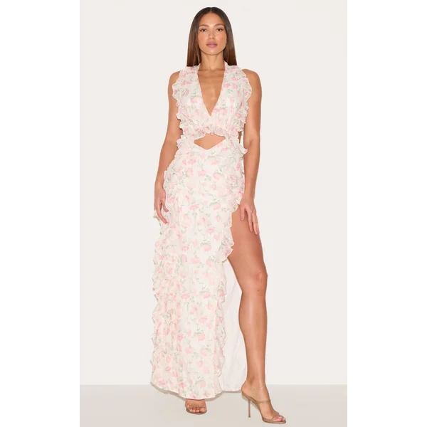 Tall Multi Chiffon Floral Print Split Detail Maxi Dress