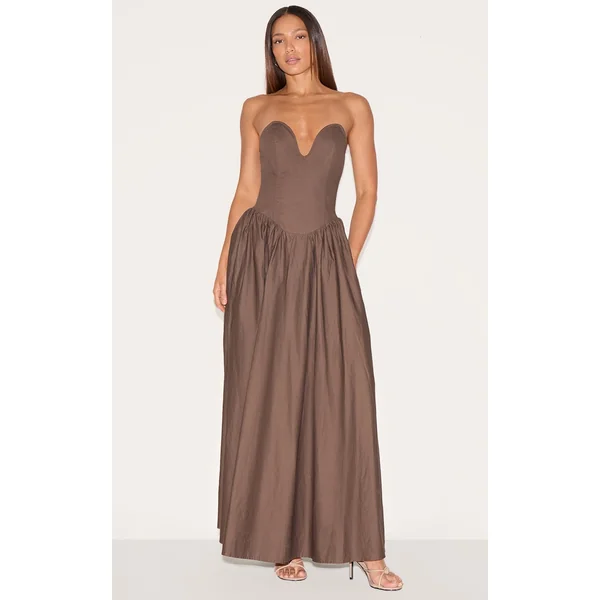 Tall Mushroom Bandeau Floaty Woven Midaxi Dress