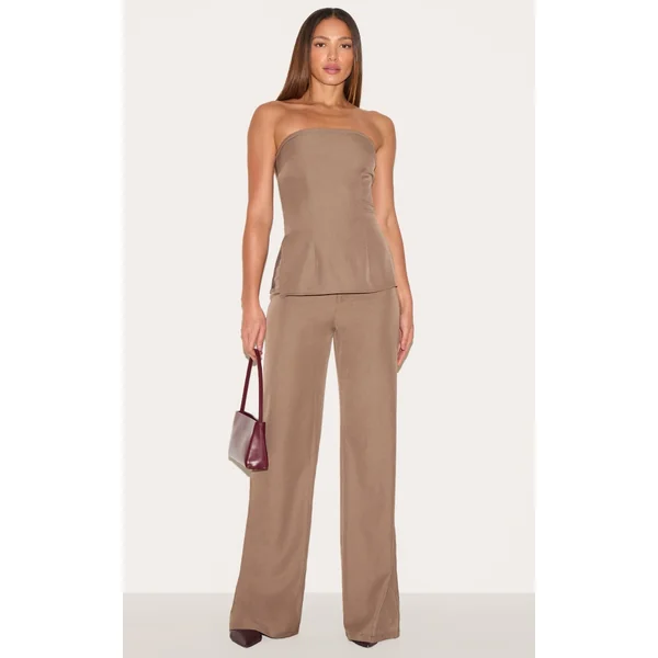 Tall Mushroom Mid Rise Tailored Wide Leg Pants