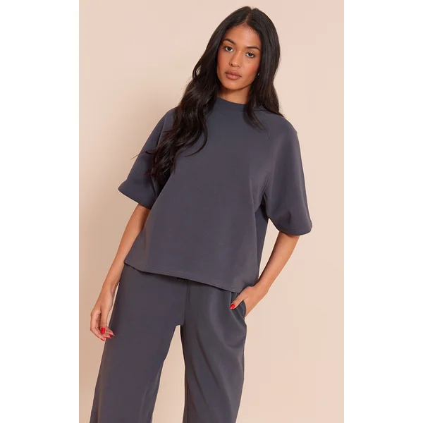 Tall Navy Interlock Cropped Boxy Sweatshirt