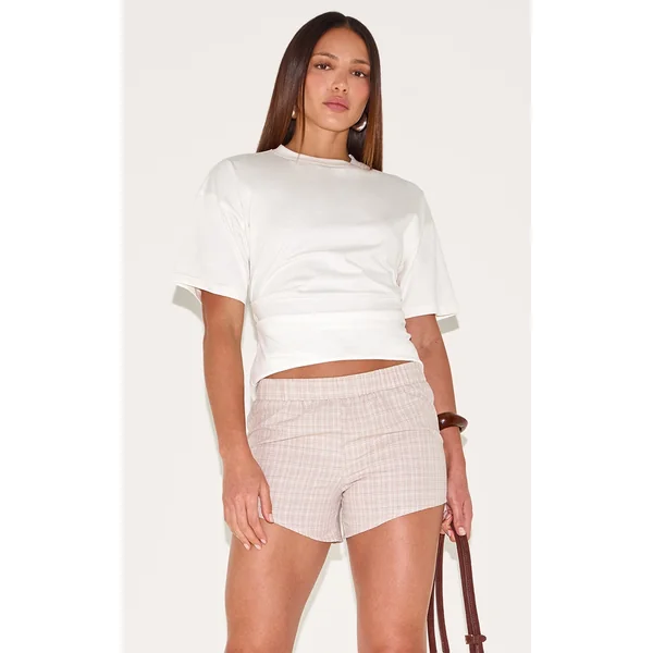 Tall Nude Check Mini Shorts
