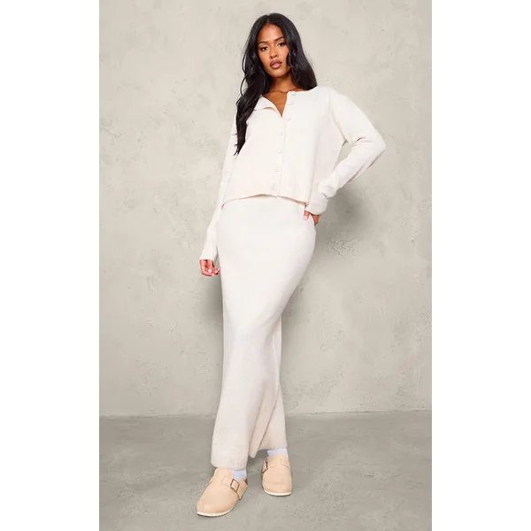 Tall Oatmeal Melange Soft Knit Maxi Skirt