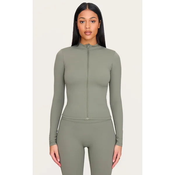 Tall Olive Basic Sculpt Zip Jacket