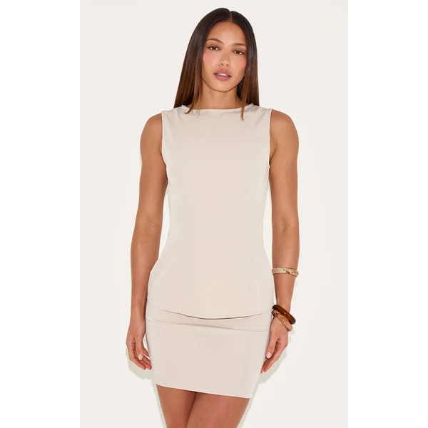 Tall Sand Woven Mid-rise Mini Skirt