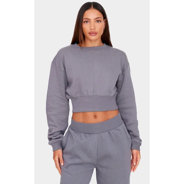 Tall Steel Blue Cropped Oversized Sweatshirt