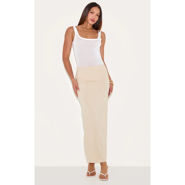 Tall Stone Faux Linen Mid Rise Maxi Sirt