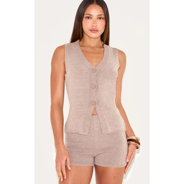 Tall Taupe Knitted Shorts