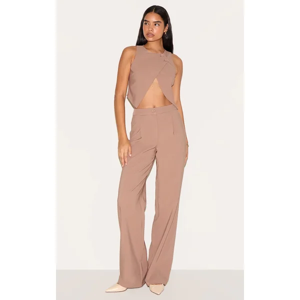 Tall Taupe Mid Rise Straight Leg Pants