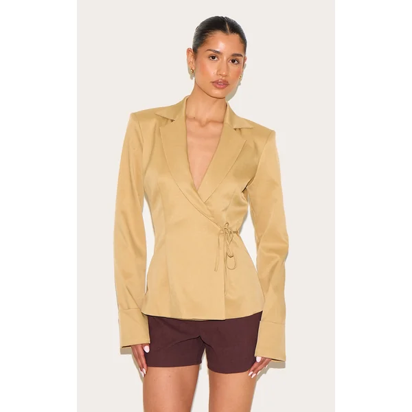 Tall Taupe Super Boxy Tie Side Blazer