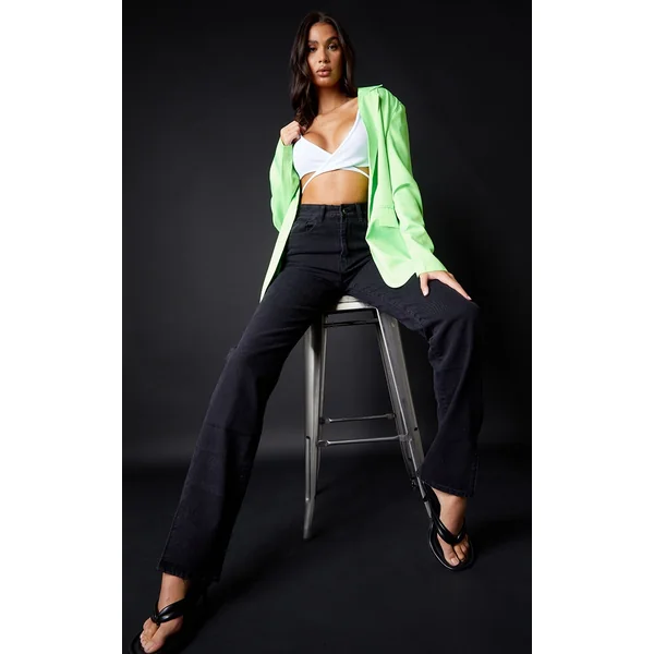 Tall Washed Black High Waist Split Hem Jeans