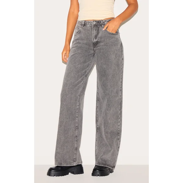 Tall Washed Grey Low Rise Straight Leg Jeans