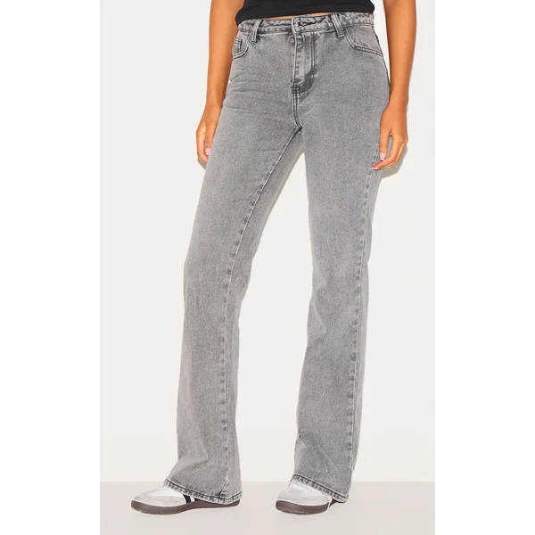 Tall Washed Grey Slim Fit Low Rise Flared Jeans