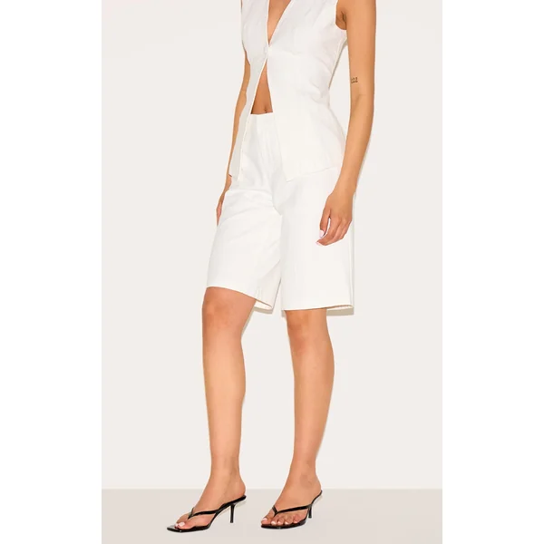 Tall White Premium Linen Look Tailored Jorts