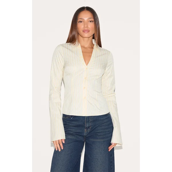 Tall Yellow Pinstripe Cinched Blouse