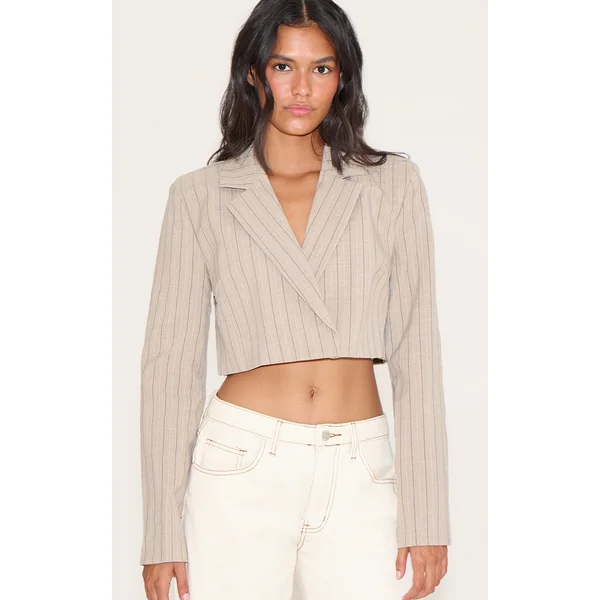 Taupe Boxy Cropped Blazer