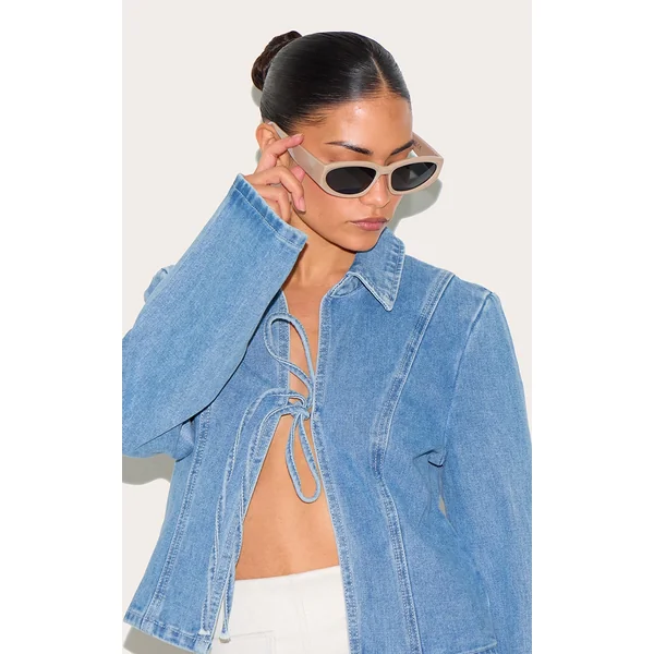 Taupe Chunky Angled Sunglasses