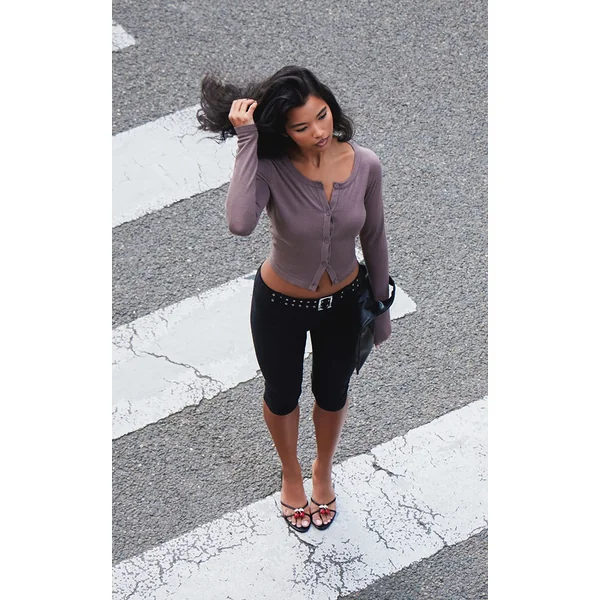 Taupe Fine Knit Button Up Cardigan