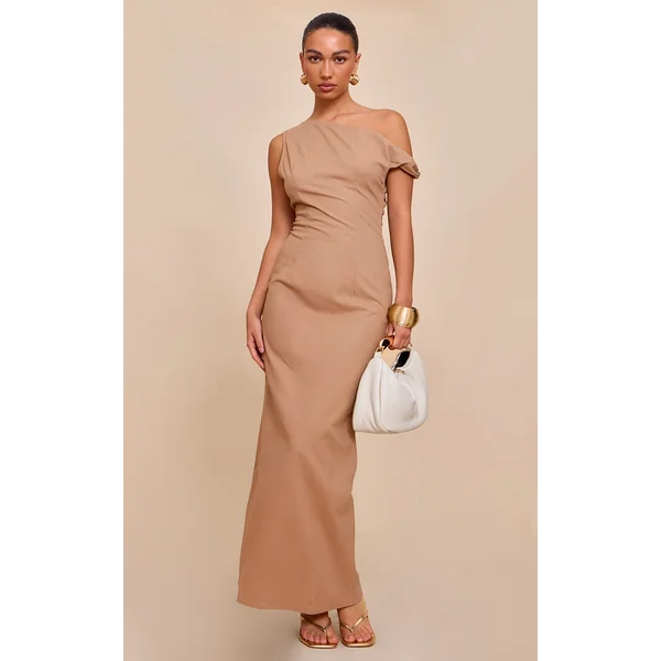Taupe Knot Shoulder Maxi Dress