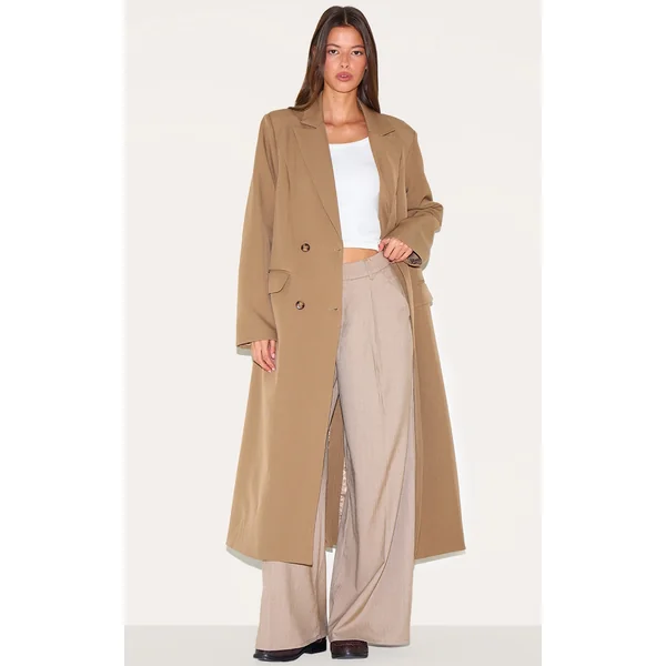 Taupe Maxi Length Duster Coat