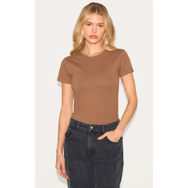 Taupe Premium Cotton Cap Sleeve Fitted Bodysuit