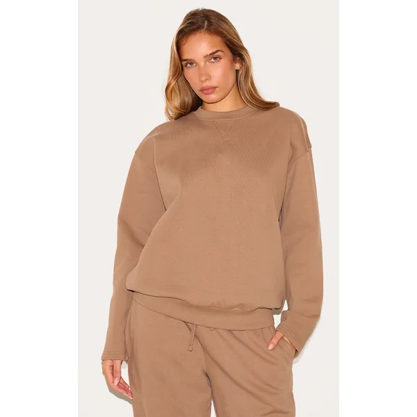 Taupe Premium Oversized Crew Neck Sweatshirt