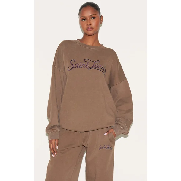 Taupe Saint Louis Embroidered Sweatshirt