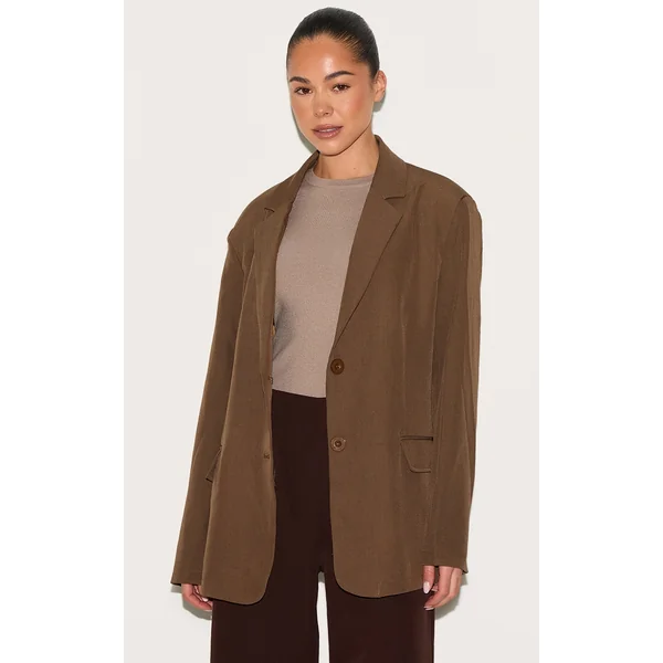 Taupe Seam Detail Structured Oversized Blazer