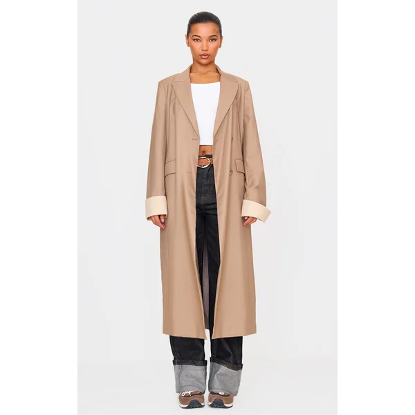 Taupe Tailoring Trim Trench Coat