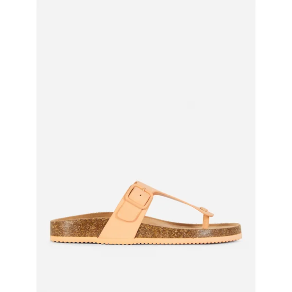 T-Bar Footbed Sandals - Peach