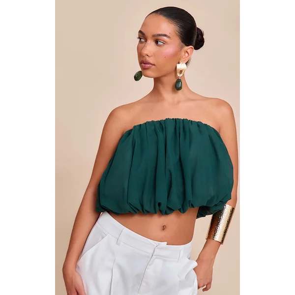 Teal Chiffon Puff Ball Bandeau