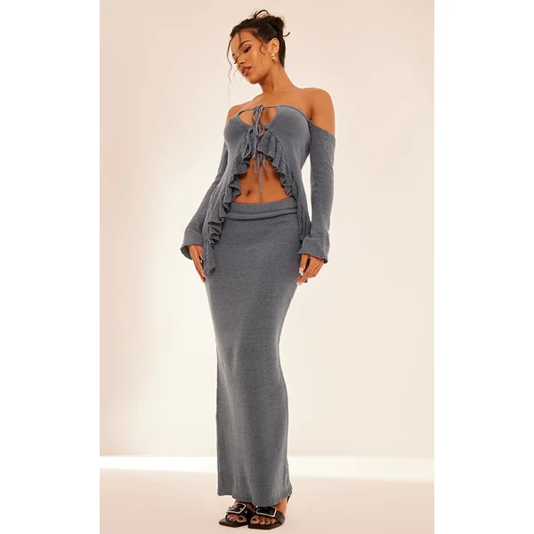 Teal Knit Maxi Skirt