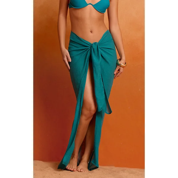 Teal Linen Look Beach Sarong
