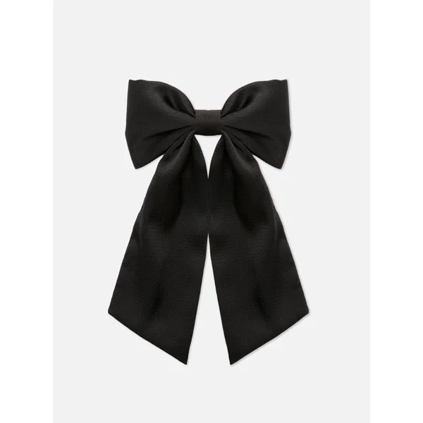 Textured Bow Hair Clip - Black