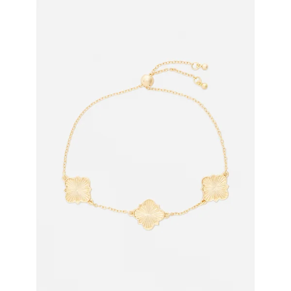 Textured Clover Chain Bracelet - Yellow