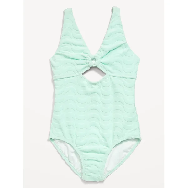 Textured Cutout One-Piece Swimsuit for Girls - Mini Mint