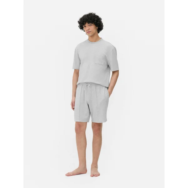 Textured Drawstring Shorts - Gray