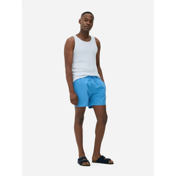 Textured Drawstring Swim Shorts - Blue
