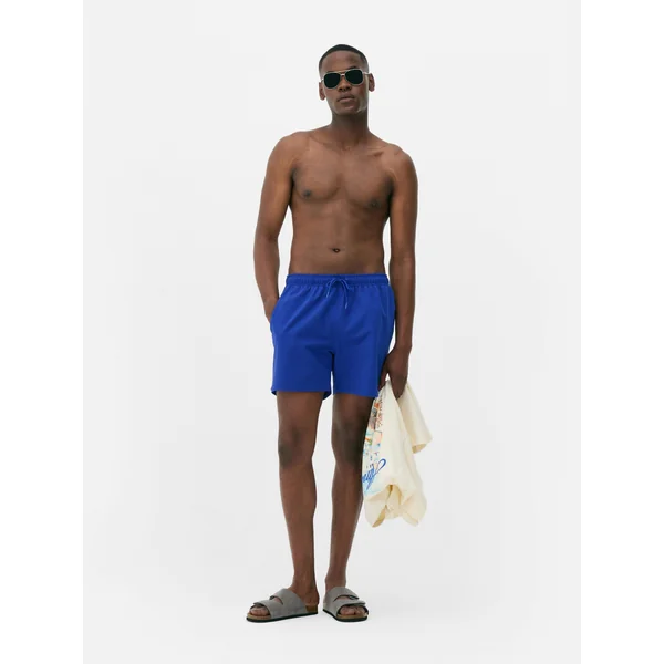 Textured Drawstring Swim Shorts - Cobalt